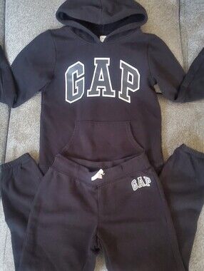 GAP Kids Black Logo Sweatpants & Hoodie Set